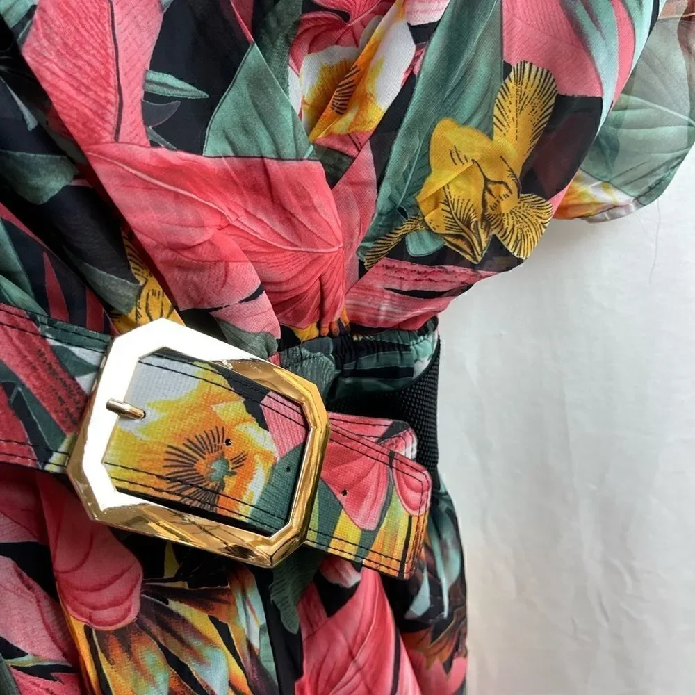 Tropical Kimono Chiffon Romper